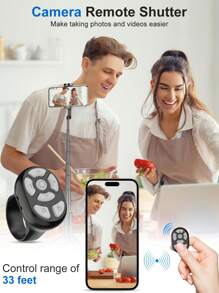 指尖无线蓝牙遥控器，短视频手机蓝牙自拍快门器，遥控APP快门器，可充电滚轮环相机遥控器，适用于暑假、旅行、便携式相机无线快门