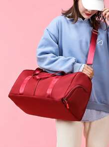 1pc Custom Embroidered Oxford Cloth Travel Tote Bag With Shoe Compartment, Outdoor Sports & Fitness Gym Bag, Large Capacity Short-Trip Sports Backpack, Multiple Colors Available