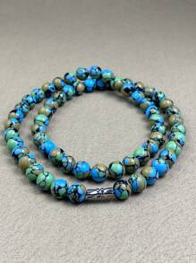 8 毫米畅销天然绿松石项链，彩色绿松石串珠项链，时尚珠宝男女通用礼物 - 項鍊 - 查看 14