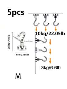 强力磁性挂钩、包袋整理钩、强力钕金属磁铁，带磁性挂钩，用于悬挂、厨房配件、厨具储物钩、用于游轮露营烧烤架厨房冰箱车库墙壁的磁性挂钩、挂包、衣架、钥匙、旅行必需品、学校配件返校大学生 - 銀色 - 查看 15