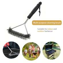 1pc Stainless Steel Long Handle Y-Shaped Barbecue Brush, Barbecue Cleaning Brush, Portable Barbecue Grill Cleaning Tool, Stainless Steel Wire Cleaning Brush, Long Handle Y-Shaped Curled Brush, Non-Stick Cleaning Brush For Barbecue Accessories, Triangular Barbecue Net Brush, Easily Remove Stains, Efficient Barbecue Cleaning Accessories, Suitable For Restaurants, Outdoor, Home Use Barbecue Accessories, BBQ Cleaning Brush - Multicolor - View 5
