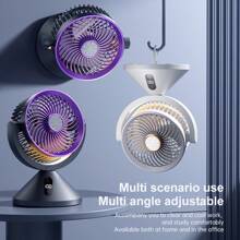 LED Digital Circulation Fan Desktop Vertical 100-Speed Electric Fan Outdoor Lighting Night Light Can Be Hung Wall Ceiling Fan - Multicolor - View 3