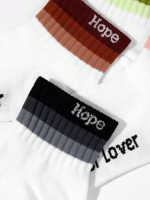 5 Pairs Women Seamless Colorful Striped Sports Socks, Thin Breathable Mesh Summer Low Cut Ankle Socks - Multicolor - View 6