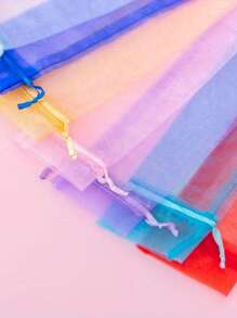 5/10 件白色欧根纱手扇袋、带抽绳的折叠扇袋、欧根纱礼品袋、带抽绳的网眼礼品袋、透明保护袋、珠宝礼品袋，适用于生日、婚礼派对、周年纪念、婚礼礼品、父亲节、母亲节礼品、节日礼品、派对礼品、手工手提袋、DIY 礼品袋、生日派对礼品袋、礼品盒