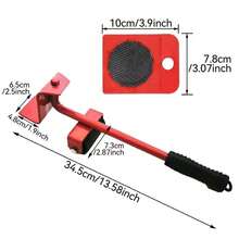 5 件/套重型家具升降机滚轮带轮杆移动设备起重助手家具移动运输工具家具升降机移动工具套装 - 带轮子的家具移动器重型家具移动滑块家电滚轮重型家具升降机和滑块套件 - 家具移动滑块家电移动器家具升降机，重型移动工具，瓷砖地板家具滑块，家具移动工具 - 紅色 - 查看 11