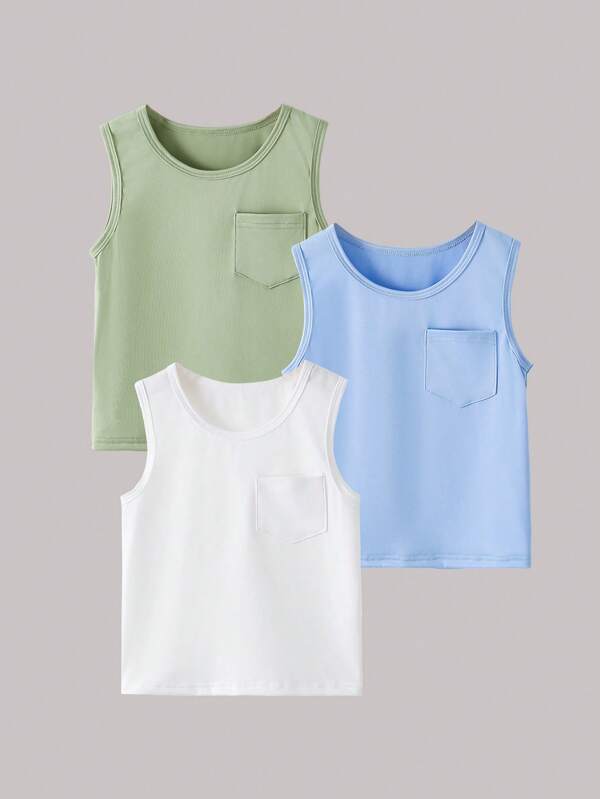 Set de 3 camisetas de niño de unicolor, cómodas y suaves