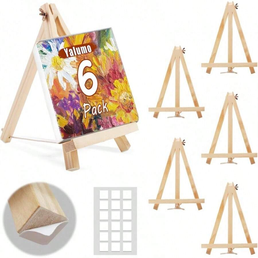 Wooden Easel 6 Pack 9 Inch Tabletop Easel For Painting Small Wood Easel Stand For Sign Picture Frame Display Tripod Art Easel For Students Portable Canvas Holder Painting Supplies