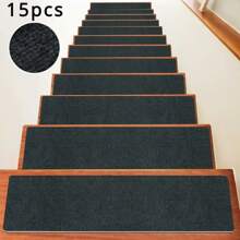 7/15pcs 19*45cm Rectangular Non-Slip Stair Treads, Plain, Self-Adhesive Anti-Slip Stair Mats, Suitable For Wooden Steps - 22x70cm Indoor Peel And Stick Carpet, Durable Stair Pads, Suitable For Elderly, Pets And Families, Relieve Foot Pressure - Multicolor - View 28