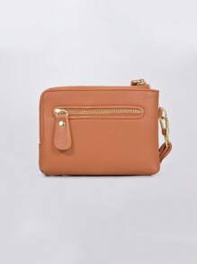 Mini Leather Coin Purse With Keychain Fashion Multi-Zipper Wristlet Card Holder Pouch For Women Wallet Mini Wallet Purse Wallet Wristlet Wallet Coin Wallet Wallet