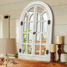 Arched Wall Mirror-Wall Decorative Mirror Wooden Frame Decorative Wall Mirror Suitable For Bedroom, Living Room And Dining Room Home Decor Back To School Room Decor School Supplies