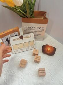 Dados de decisão para noite de encontro - Conjunto de jogo de dados de madeira para casais românticos, ideias portáteis e criativas para adultos com mais de 18 anos, presente de amor ideal para homens, mulheres, marido, esposa, namorada, namorado (4 dados)
