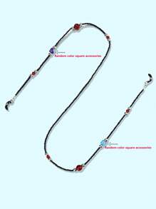 1pc Bohemian Style Minimalist Gothic Acrylic Beaded Eyeglasses Chain, Non-Slip Glasses Chain, Suitable For Women And Girls - Black - View 3