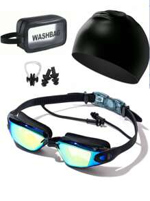 7-Color Adult Swimming Goggles Set, Anti-Fog Anti-UV Swim Glasses Unisex With Nose Clip, Waterproof And Clear Vision