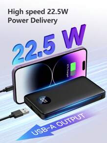 Cargador portátil de 12000mAh, batería externa, ultradelgado y pequeño power bank con cables integrados, carga rápida de 22.5W USB-C, pantalla LCD, cargador de embrague para iPhone, teléfonos Android. Regalo para madre, familia, amigos, cumpleaños, primavera, Pascua. Adecuado para uso al aire libre, compras, viajes, suministro de energía portátil, indicador de nivel de batería.