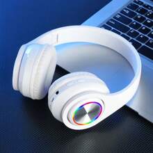 AXNEN Luminous Wireless Headphones With Colorful LED Lights, Foldable Over-Ear Design, Built-In Mic, FM & SD Card Slot - Perfect For School, Travel, And Gifts