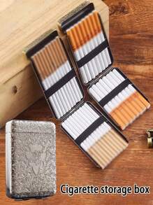 New 3-Slot Metal Cigarette Case Holder, 16-Capacity, Engraved Design, Crush Resistant, Inspired By