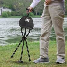 Folding Cane Chair Non-Slip Walking Stick Tripod Portable Seat Stool Elderly Aid - black colour - View 3