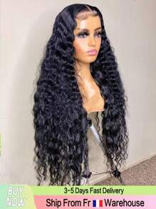 Perruques Lace Front Wigs Deep Wave en cheveux humains 13x4, perruques Lace Front Wigs transparentes en cheveux humains pré-épilés, densité 180 %, perruque Lace Front Wig Deep Wave en cheveux humains avec cheveux de bébé, ligne de cheveux naturelle