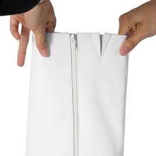 Women's Knee-High Boots, Comfortable Chunky Block Heel Pointed Toe Pull On Side Zipper Suede Slouch Riding Boots - White - View 5