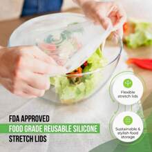 6Pcs Reusable Silicone Stretch Lids - Stretchy Silicone Lids For Bowls - Reusable Silicone Bowl Covers Reusable - Silicone Covers For Bowls - Silicone Covers For Bowls - Silicone Microwave Cover,Random Color And Style - Multicolor - View 8