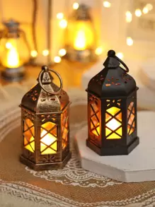 1 szt. Retro Mini ręczna dekoracyjna lampka w kształcie latarenki z baterią, dekoracja do wnętrz, dekoracja stołu, dekoracja sypialni, wisząca lampka nocna, odpowiednia na wesela, dekoracje świąteczne, lampka nocna do szafy na święta Bożego Narodzenia