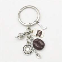 26个字母钥匙扣咖啡豆吊坠咖啡钥匙链休闲钥匙扣创意纪念品礼品汽车饰品包包饰品学院风可爱哥特风Y2K