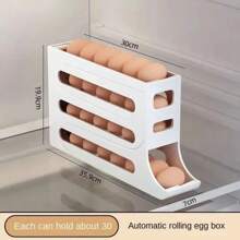 Egg Storage Box For Refrigerator, Egg Dispenser With 4 Levels Of Rolling, Automatic Sliding Egg Storage For Kitchen - Cream Color - View 3