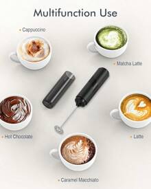 Milk Frother Handheld With Cover, Battery-Operated Electric Foam Maker Frother Wand, Whisk Drink Mixer & Foamer For Coffee, Latte, Matcha, Hot Chocolate