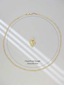 1件复古波西米亚风吊坠项链 - 不对称铜块心形设计，时尚宣言，适合所有季节，日常及节日配饰，无宝石镶嵌，独特珠宝