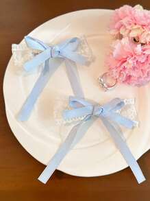 4 Stücke/2 Stücke Haarspangen mit Spitze-Schleifen, süße, niedliche Haarclips mit Schmetterling aus Spitze, Ballerinaart Mädchen Haarclips, vielseitige ästhetische Haarklammern, Haarklauenclips