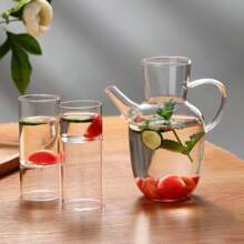 Chinesischer Stil Glas Kung Fu Teekanne, Kaltwasser Wasserkocher, transparente Teekanne, Saftflasche, ergonomischer Griff, einfach zu reinigen, beständig gegen hohe und niedrige Temperaturen, rissbeständig beim täglichen Brühen, empfohlen von Tee-Künstlern, retro-stromlinienförmiger Teekannenauslauf für den Hausgebrauch geeignet, geeignet für losen Tee/Kaffee, antike Wohndekoration Geschenke (500 ML)