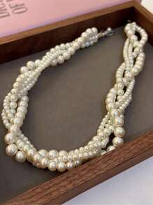 Nooxian 1 件复古手工巴洛克仿珍珠项链，优雅风格女士珍珠项链