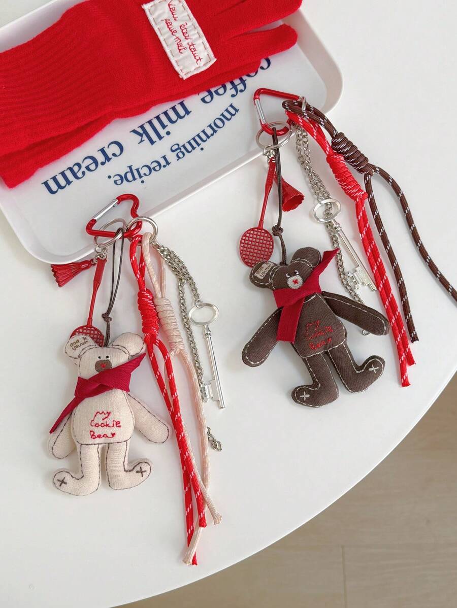 博主同款个性汽车钥匙扣彩色编织绳钥匙扣可爱包包挂件、包包装饰挂件配羽毛球。包包挂件绳饰挂绳DIY手工编织绳挂饰绳包包钱包饰物挂件独特包包装饰包包配件生日圣诞节情人节礼物 - 彩色 - 查看 1