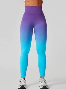 Summer Workout Women's Fashion Ombre Peach Seamless High Waist Fitness Leggings With Tummy Control