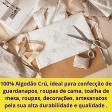 dia dos paisRaw Cotton Fabric 1.60x1.00 Meter Crafts For Embroidery - Bege - Visão 3