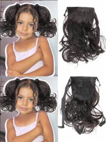 1 Pc Children's Wig Bandage Ponytail Wig 8 Inch Fluffy Short Curly Bandage Style Synthetic Heat-Resistant Fiber Wig Children's Baby Wig Suitable For Daily Wear