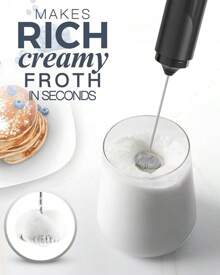 Milk Frother Handheld With Cover, Battery-Operated Electric Foam Maker Frother Wand, Whisk Drink Mixer & Foamer For Coffee, Latte, Matcha, Hot Chocolate