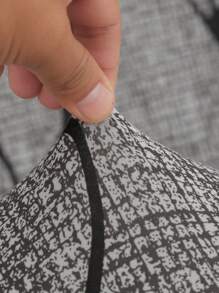 1pc Printed Edge Chair Cover, Stretch Universal Dining Table Chair Slipcover - Grey - View 4