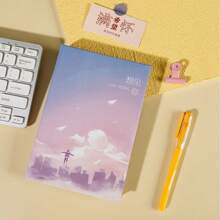 1pc Modern Painting Style Colorful Paged Notebook, Illustrated Colorful Journal Diary For Students, Back To School Essential Stationery Gift