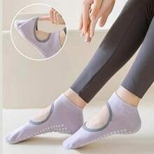 1pair Women's Yoga Socks Non-Slip Pilates Dance Socks Non-Slip Floor Socks With Handles, Suitable For Gym Indoor And Fitness Ballet, Pilates, Sports - Multicolor - View 2