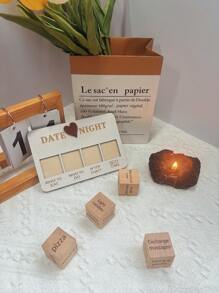 Dados de decisão para noite de encontro - Conjunto de jogo de dados de madeira para casais românticos, ideias portáteis e criativas para adultos com mais de 18 anos, presente de amor ideal para homens, mulheres, marido, esposa, namorada, namorado (4 dados)