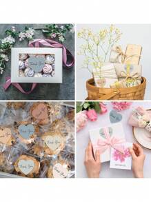 （500 张/卷）心形波西米亚风感谢贴纸卷，感谢心形贴纸适合小型企业，自粘式简约优雅密封贴纸标签，适用于信封、派对礼物、装饰贴纸