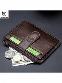 Unisex Real Leather RFID Blocking Zipper Coin Purse Credit Card Wallet Slim Mini Convenient Wallet Card Holder And ID Case For Men Wallet Mini Wallet Purse Wallet Wallet - Maroon - View 1