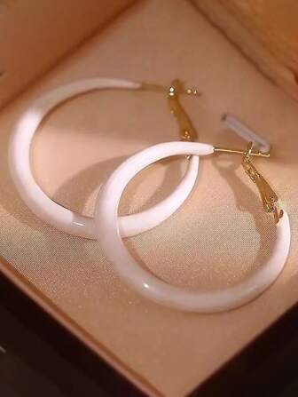 Luxury Vintage Red Enamel Splash Circle Earrings High-End Feel Exaggerated Large Ear Circle Autumn Winter Arrival