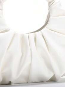 1pc 2024 Spring New Women's Handbag, Solid Color PU Cloud Bag, Fashionable Pleated Minimalist Patchwork Chic Ladies Tote Bag, Pleated Design