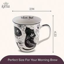 Taza Boho de Gato en Blanco y Negro de 16oz de Karma Gifts, Linda Taza de Café y Té, Taza de Café de Cerámica para Hombres y Mujeres - Gato - Ver 7