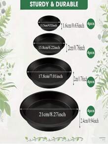 16-Piece Round Plastic Planter Mat - Water Permeable, Plant Tray For Indoor And Outdoor Use, Soil Trap For Planters, Includes Four Sizes