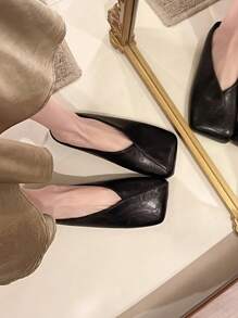 Spring/Summer New Square Toe Slip-On Clogs, Backless Mule Women Outside Wear Versatile Sandals - Black - View 2