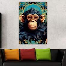 1 Piece Home Wall Decor Framed Canvas Monkey Pattern Canvas Wall Art Paintings For Living Room - Canvas Framed Print Wall Artworks Bedroom Decoration Office Wall Decor