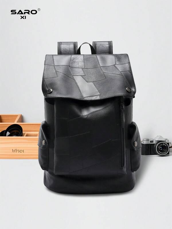 saroxi Men's Casual Fashion Travel Flip-Lid Backpack, Lightweight Portable Suitable For Travel, Camping, Hiking, School, Student, Campus, Ideal Gift